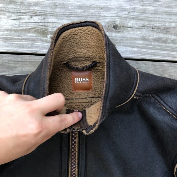 Vintage Hugo Boss Shearling Leather Jacket - Picture 5 of 12